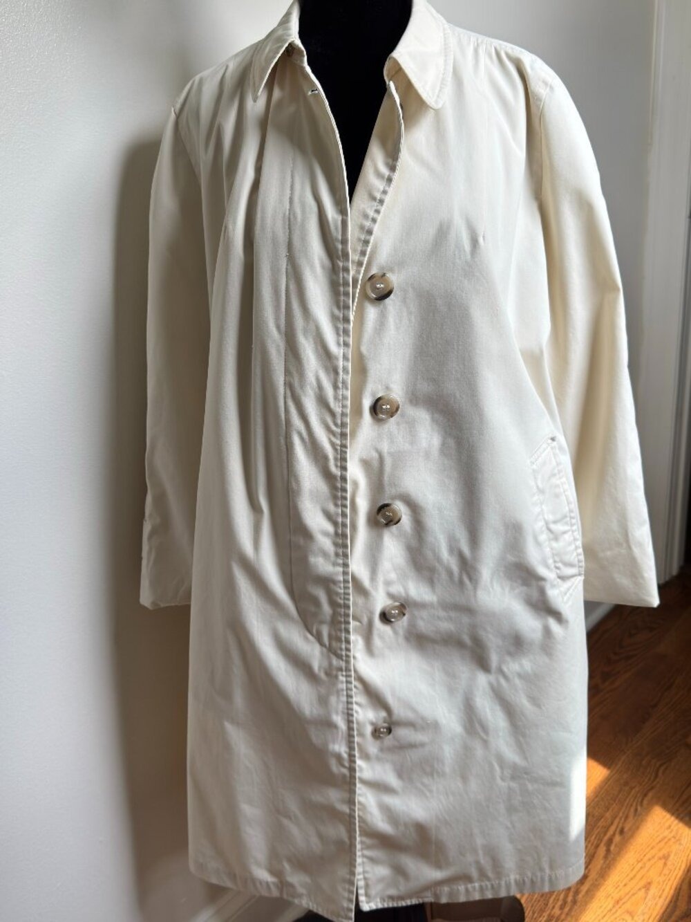 Vintage 60s 70s London Fog Maincoats Rain Coat 14 Petite Ivory Trench